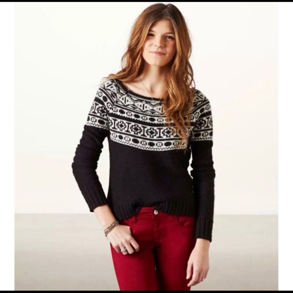 Black and White Fair Isle Sweater